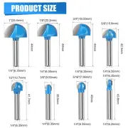 8Pcs Round Nose Router Bits Carbide 1/4 Inch Shank Core Box Router Bit Set -