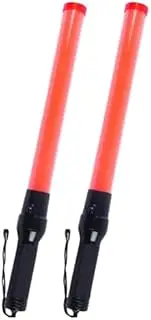 2× LED Flashing Traffic Control Baton 54 cm – Red Light Wand for Site Safety, Crowd & Traffic Management – 2‑Mode Flash & Static PVC/ABS