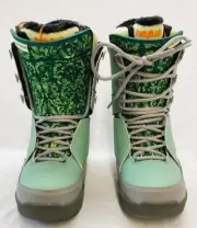 32 Women's Lashed Melancon Snowboard Boots Grey Green Sz 7.5 NEW