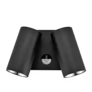 CLA Lighting Sec Surface Mounted LED Tri-CCT Double Adjustable Wall/Pillar Light (Matt Black) IP65 with Sensor