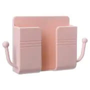 Wall Mounted Box Remote Control Phone Organizer Mobile Plug Holder Stand Pink US