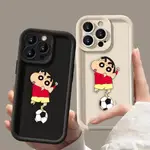 足球蠟筆 SHIN-CHAN ANGEL EYES STEP 液態矽膠手機殼適用於 APPLE IPHONE 15 13