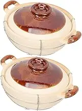 MOTHNUR 2pcs Earthen Pot with Secure Handle for Individual Use High Temperature Clay Casserole Dish for Rice Soups Stews Convenient Cooking Tool for Home Use