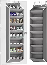 KYEVIS Over The Door Shoe Organiser Storage Fit 16-24 Pairs Hanging Shoe Rack Organiser for Closet Door, Deep Pocket Shoe Holder for Sneakers,Boots Storage(1 Pack Grey)