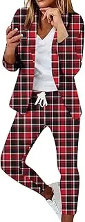 [Howstar] Women Blazer Sets for Work Casual Business Crop Blazer and Pants 2 Pieces Fashion Suits Jacket Outfits