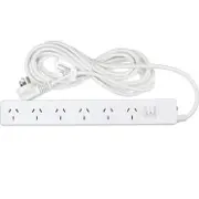 Jackson Surge Protected 6 Way Outlet Board Master Switch Power Board 5m Cable