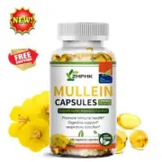 Mullein Leaf 120 Caps Vegan Natural Dietary Supplement For Lung Cleanse Detox
