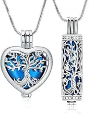 [VCCWYQK] Tree of Life Urn Necklace for Ashes Cremation Jewellery with Hollow Bottles Cylinder Keepsake Memorial Lockets Ash Holder for Women Men Pet