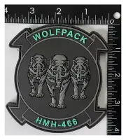 MARINE CORPS HMH-466 WOLFPACK MILITARY GREEN HOOK & LOOP PVC PATCH