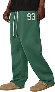 [ZAFUL] Men's Baggy Casual Pants Letter Graphic Sweapants Drawstring Lounge Straight Leg Track Pants with Pockets