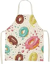 Donuts Apron Oil-proof Apron Cartoon Food Apron Cotton Linen Apron for Cooking Baking Gardening, As Shown