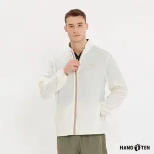 【Hang Ten】男裝-恆溫多功能-立領涼爽防曬輕量彈性尼龍外套(奶白)