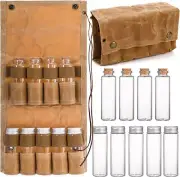 Waterproof Waxed Canvas Travel Spice Kit Seasoning Bottle Storage Bag Outdoor
