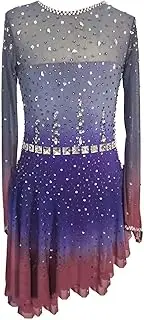 [Zagitova] Long Sleeve Figure Ice Skating Dress Women's Roller Skater Dance Dress Rhinestone Ice Skating Costumes