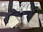 West Elm Two (2) Lush Crinkle Velvet King Shams NWT Platinum Gray