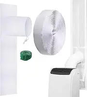 AC Window Vent Kit - Sealed Double Hose Adjustable - Weatherproofing Window Insulation Kits Horizontal Sliding For 5.9 Inch AC Exhaust Hose
