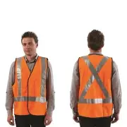 5 x XL ProChoice Hi Vis Fluro ORANGE X Back Safety Vest Day/Night use Reflect...