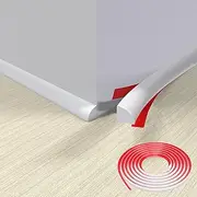 Lifuncren Flexible TPE Quadrant Trim, 5 M Self-Adhesive Wall Baseboard Moulding Trim, Peel and Stick Caulk Strip, Countertop Corner Trim, Edging Strip for Wall Corner Tile Edge Cabinet Floor (White)