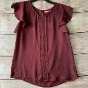 ValleyGirl Jeans Chiffon Shirt ~ Size L Women's ~ Semi Sheer Top
