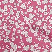 oneOone Cotton Cambric Fuschia Pink Fabric Asian Japanese Floral Dress Material Fabric Print Fabric by The Yard 56 Inch Wide