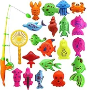 Magnetic Fishing Rod Bath Toy,Floating Toy Magnet Pole Rod Game | Water Fish Toys for Kids Toddler Age 3 4 5 6 Year Old Sensory Development