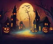 HALLOWEEN SPOCKY HOUSES JACK-O-LANTERN BATS COMPUTER MOUSE PAD 9 x 7 OR HOT PAD