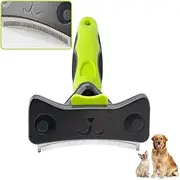 TINY SPARK Dog&Cat Brush For Shedding Curved Blade Self Cleaning Deshedding Brush Dog Undercoat Rake for Short Medium Long Hair(Green,L-11.5CM)