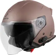 Bogotto H586 BT Solid Bluetooth Jet Helmet, brown, Size L for Men