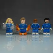 Fantastic Four Minifigures (Set Of 4, Blue/White) Custom Printed, Lego Marvel