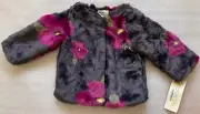 GENUINE KIDS, OSHKOSH, FAUX FUR SNAP FRONT COAT, 12 MONTHS, NEW $23.99 TAGS