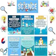 31 Pieces Scientist Bulletin Board Set Laminated Science Posters Classroom Decals Banner Classroom Wall Decoration for Teachers Science Lab Cutouts School Bulletin Board Office Party Supplies
