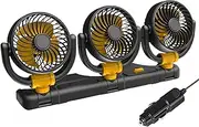 3 Head Car Fans | 12V 24V Electric Car Fan Rotatable | Adjustable Two Modes Wide-Angle Cooling Application Road-Trip Must-Have for Caravan, Sedan