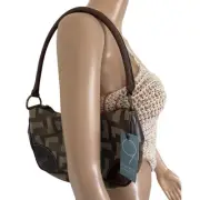 Nine West Y2K 2000 Micro Baguette Abstract IT Girl Party Shoulder Bag NWT Brown