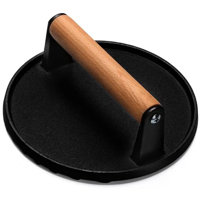 burger press 7 round heavyduty cast iron smash bacon press meat steak with wo