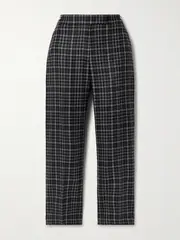 [Thom Browne] Thom Browne - Grosgrain-trimmed Tartan Wool-flannel Straight-leg Pants - Gray - IT42 IT 42 Gray
