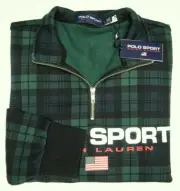 Polo Sport Ralph Lauren Long Sleeve 1/4 Zip Sweater Green Navy, XL