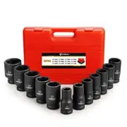 3/4 Inch Drive Deep Impact Socket Set, 12 Piece Metric Combination, Sizes 17m...