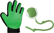 Pet Grooming Glove & Cat Toy Set- Interactive Cat Toy Ball, Vibrating Pet Toy, Cat Toys Interactive, Deshedding Glove, Soft Silicone Brush, Fun Dog&Cat Toy, Puppy Training