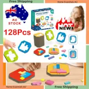 128Pcs Colorful Block Jigsaw Puzzle Ga6J, 3D Block Tangram Toy Puzzle Block Game