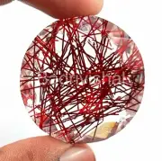 Natural Red Rutilated Quartz 126Ct Certified Brazil Round Cut Loose Gemstone EKS