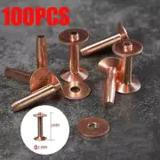 100Pcs Solid Copper Rivets Burrs Fasteners Permanent Leather Saddlery Tacks #JPS