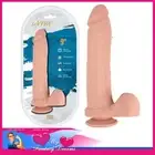 Laviva | Elon 9" x 2" Suction Cup Vaginal Dildo Penis Soft Density Balls Beige
