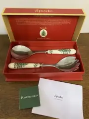 Spode Christmas Tree Salad Servers Serving Set Spoon Spork New In Original Box