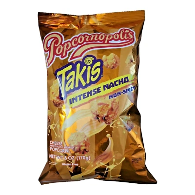Popcornopolis Takis INTENSE NACHO Cheese Popcorn Chips Non-Spicy Snack 6 oz Bag