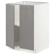 METOD base cabinet with shelves/2 doors, white/Bodbyn grey, 60x60x80 cm