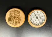 Harry potter hufflepuff double side engraving wood kitchen herb Custom grinder