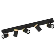 Cartagena Spotlight 5 Lights Black Steel Brown Wood - 39649N