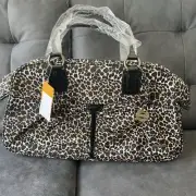 Travelon Bag Carry On Large Tote Cat Face Leopard Print Black Weekend NEW