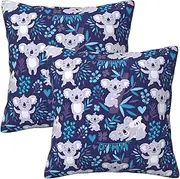 OdDdot 2PCS lovely Koala Print Pillow Case,Square Soft Throw Pillow Cover, for Living Room Couch Sofa Cushion Cover