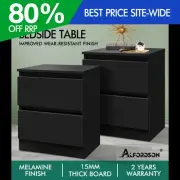 ALFORDSON 2x Bedside Table Nightstand Storage Cabinet Side End Table Black